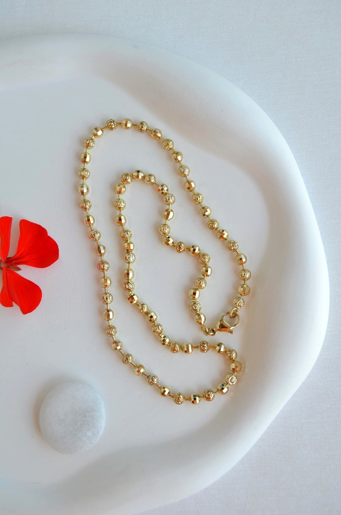14K Gold Dorika Topçuklu Işıltılı Kolye 44 cm