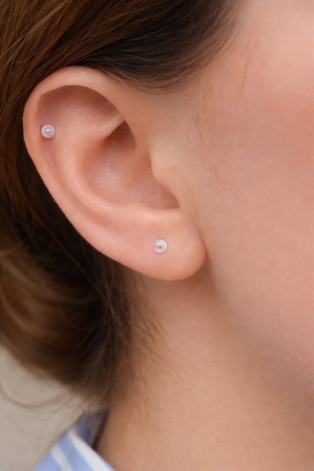 2 Adet Bioflex Hipoalerjenik  Antialerjik Şeffaf Silikon Piercing 8 mm Arkası Düz