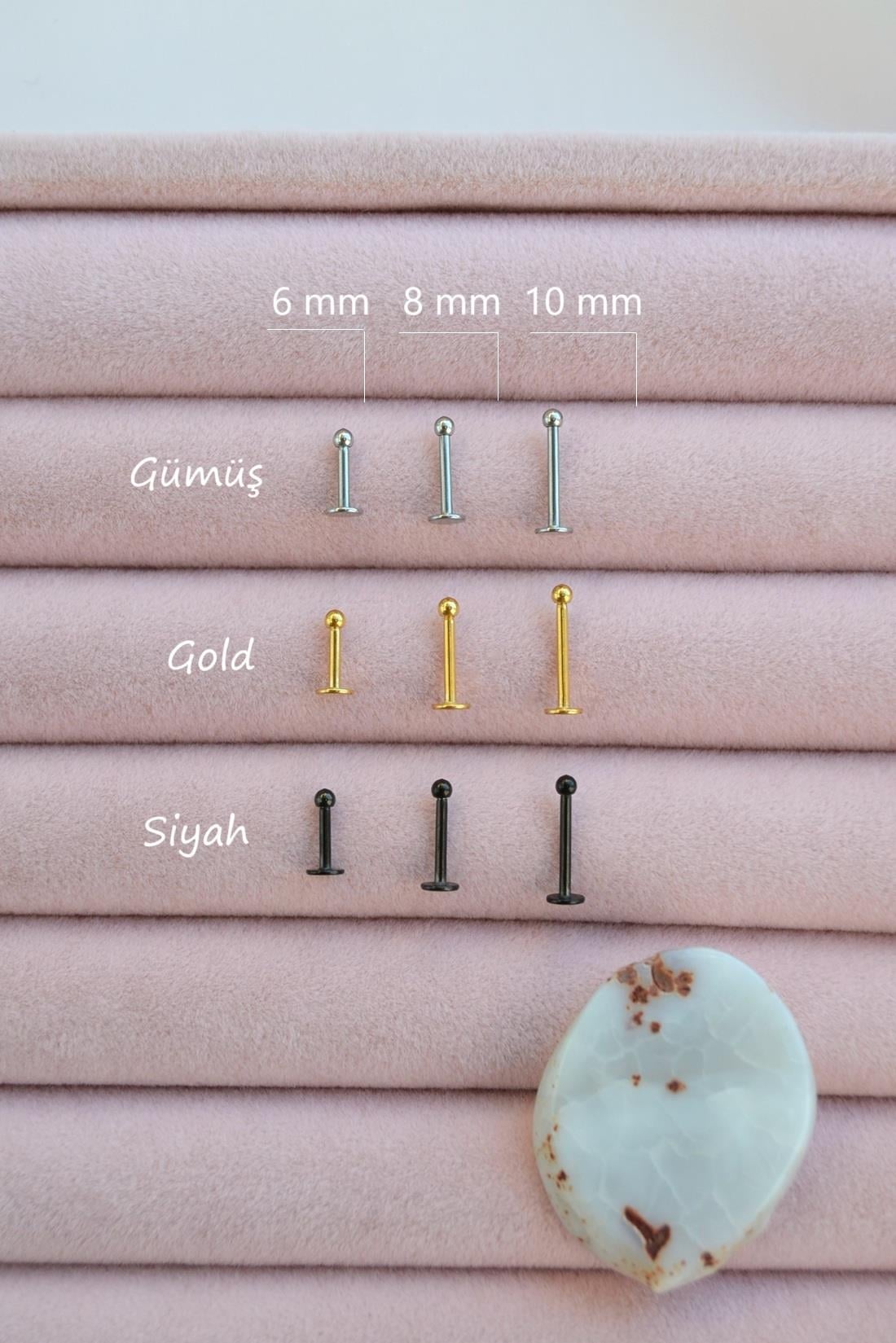 2 mm Mini Toplu Çelik Piercing – Tragus Helix Lob Dil ve Dudak Uyumlu | 316L Paslanmaz