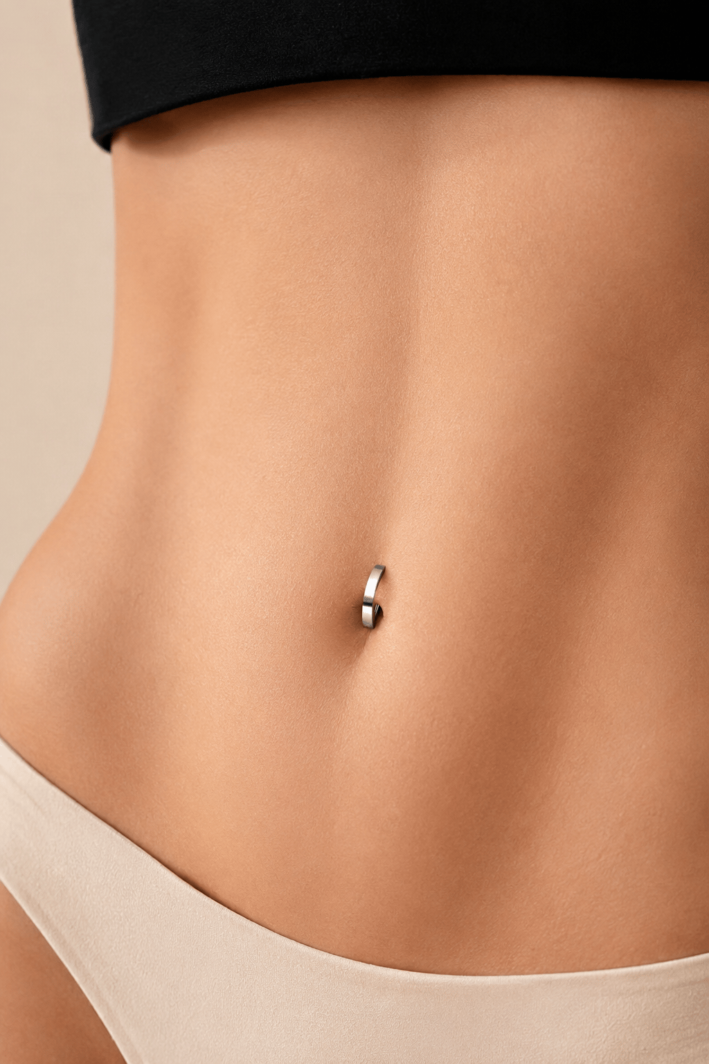 316 L Çelik Yarım Halka Göbek Piercingi Düz Minimal Tasarımlı