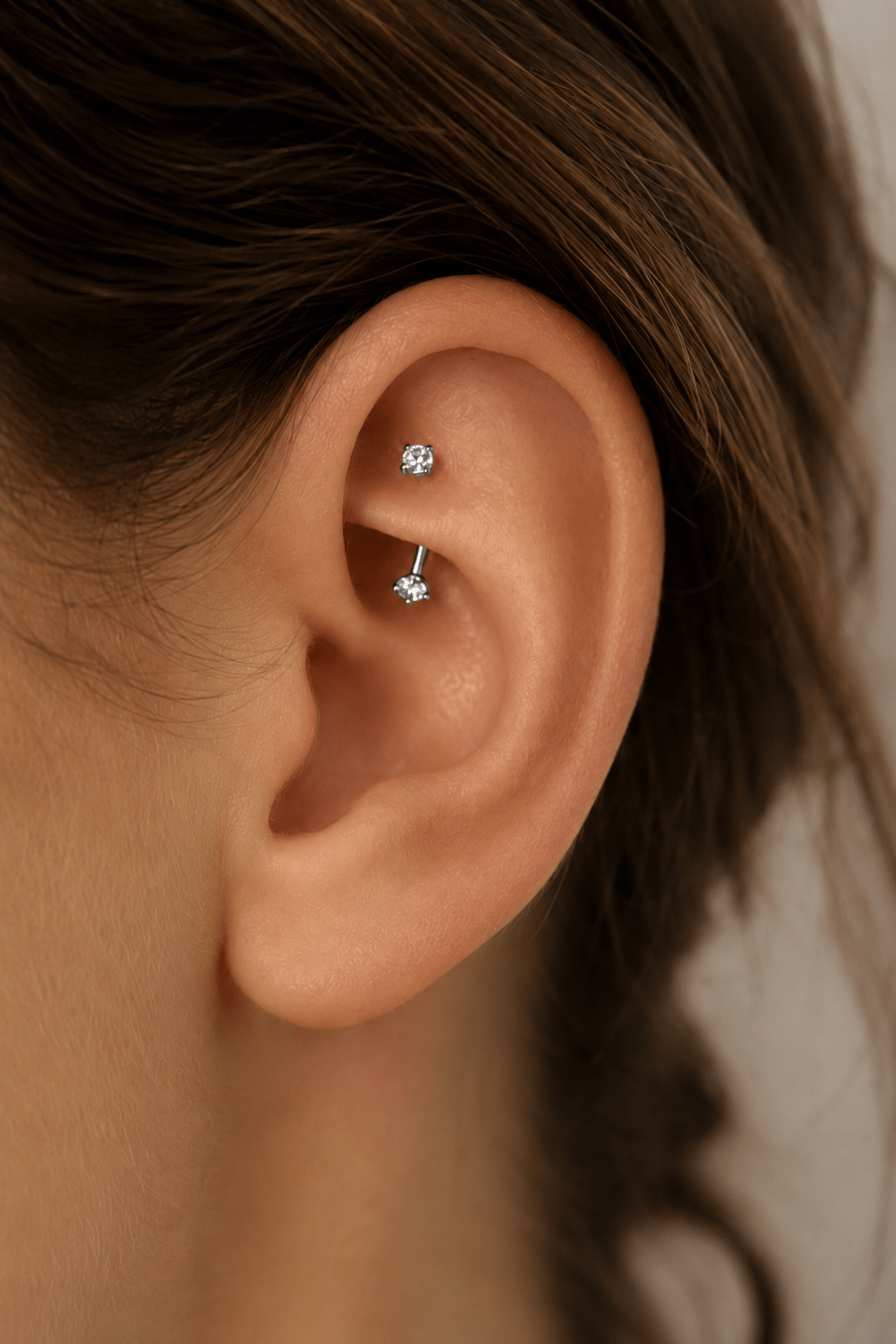 316L Çelik Zirkon Taşlı Kaş ve Rook Piercing
