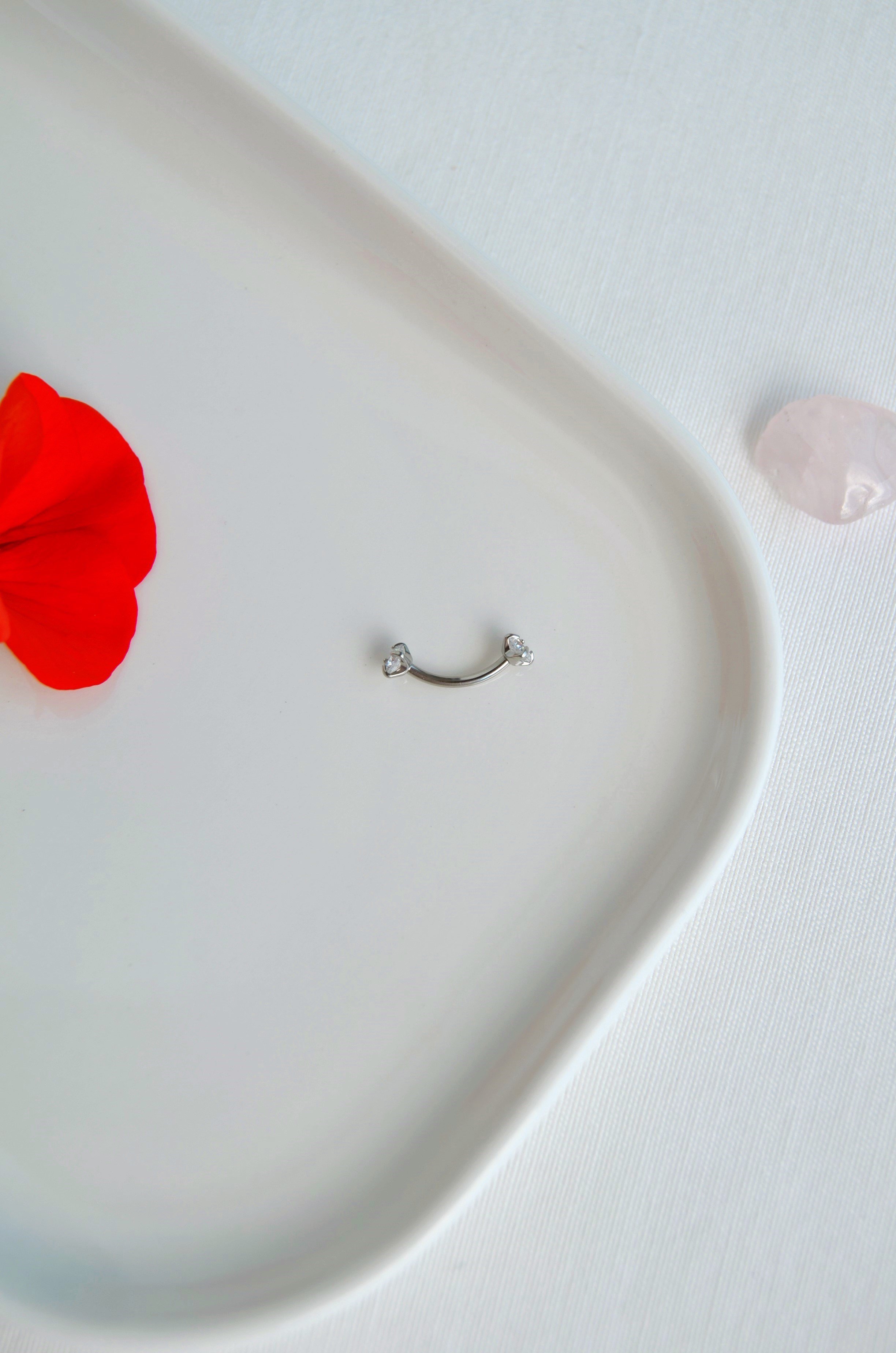 316L Çelik Zirkon Taşlı Kaş ve Rook Piercing