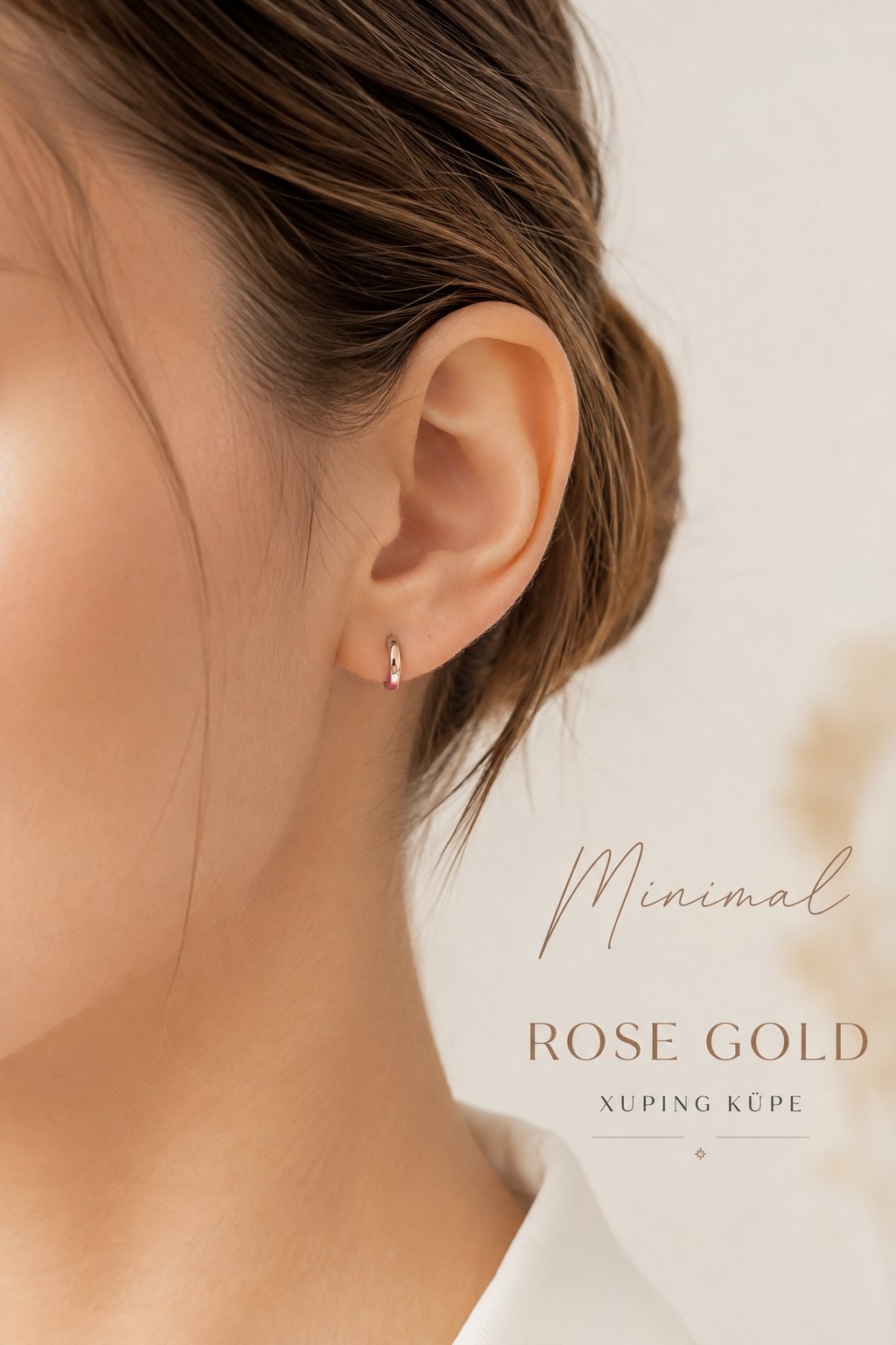7 mm Mini Halka Küpe Rose Gold – Tam Saran Minimal Xuping Küpe 1 Çift