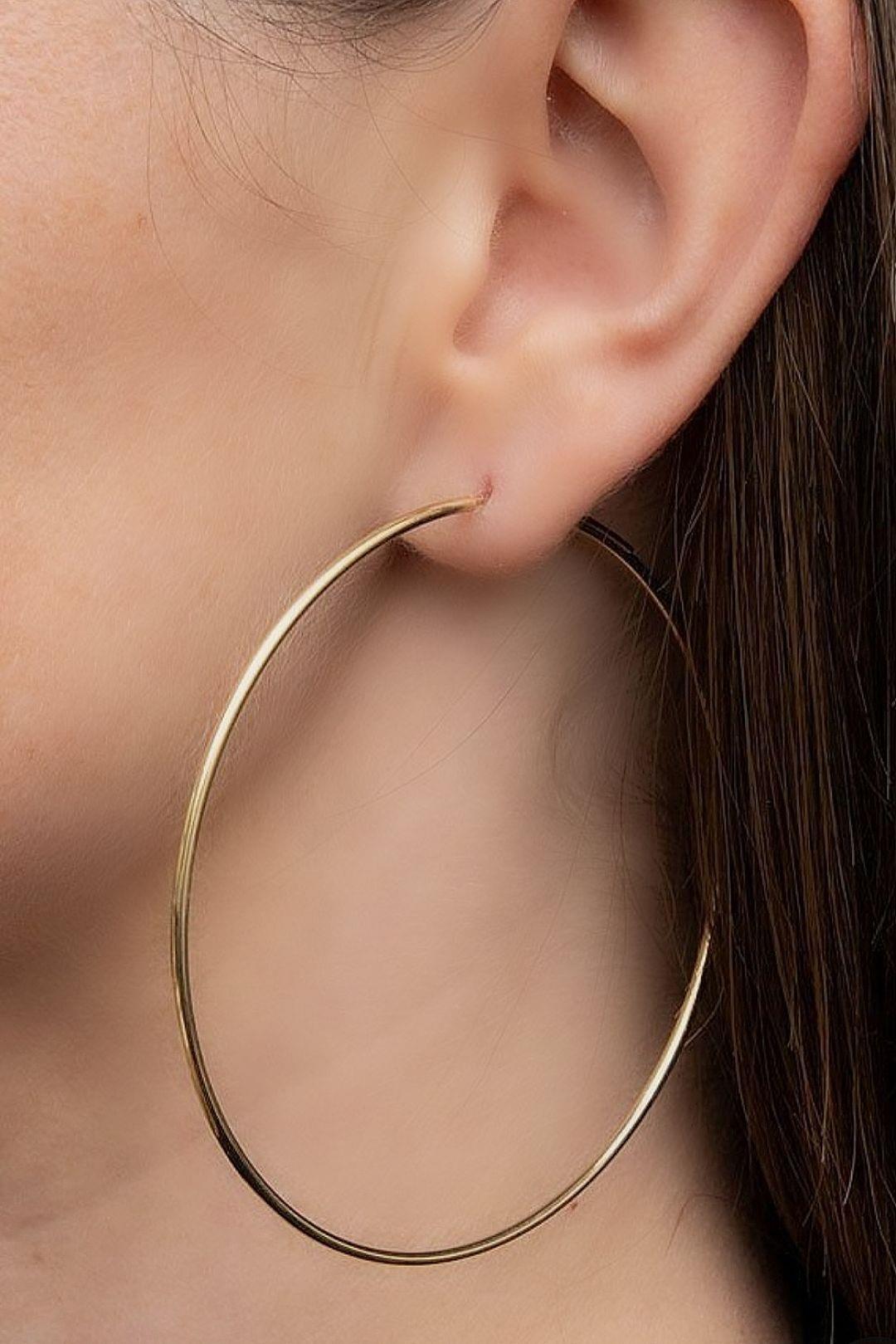 76 mm Gold Düz İnce Halka Küpe