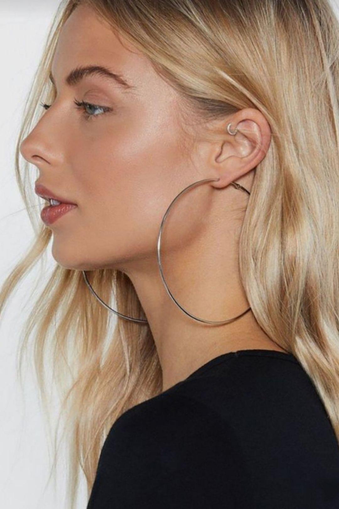 76 mm Gri Renk Düz İnce Halka Küpe