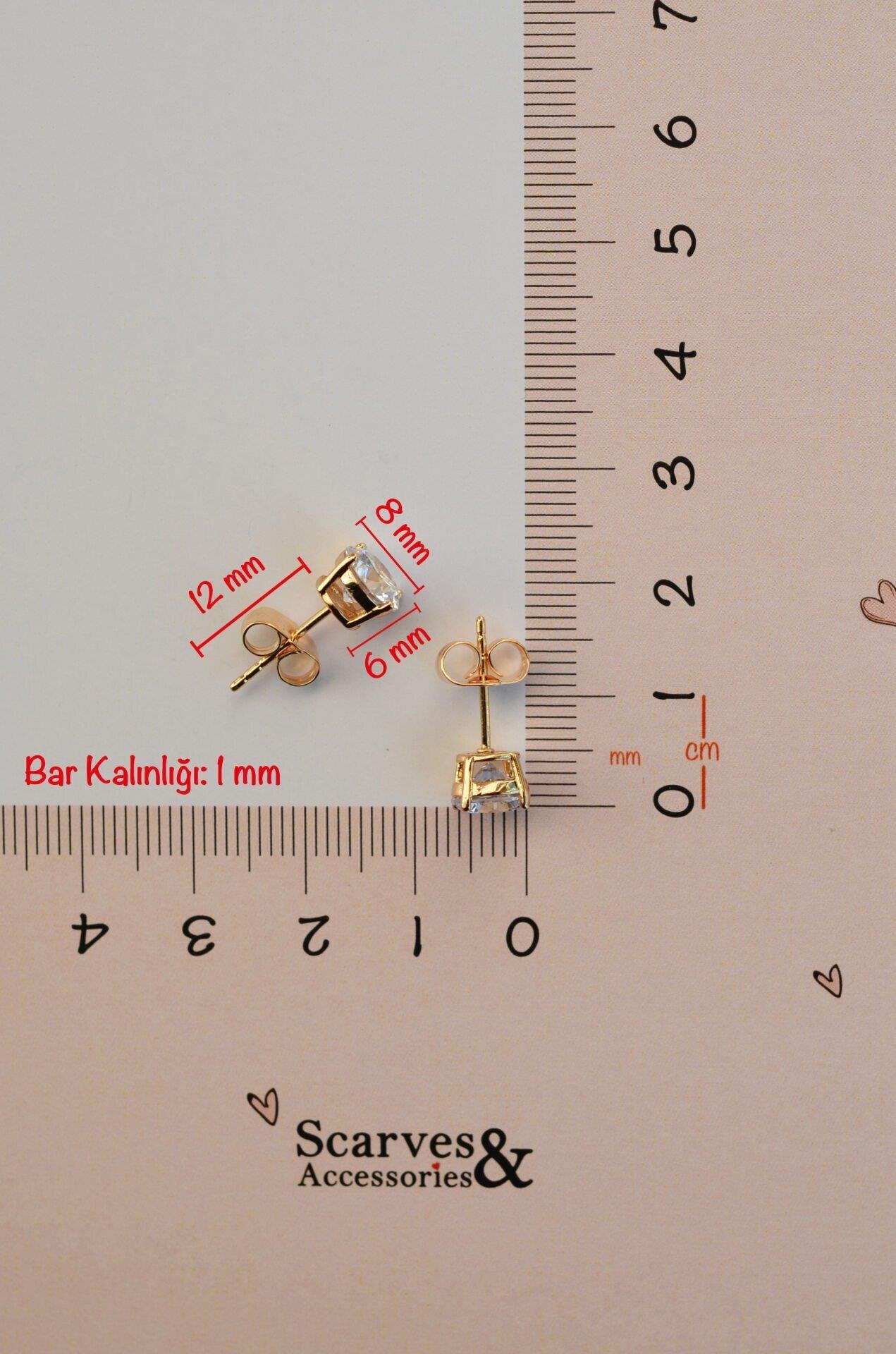 8 mm Zirkon Taşlı Tektaş Küpe