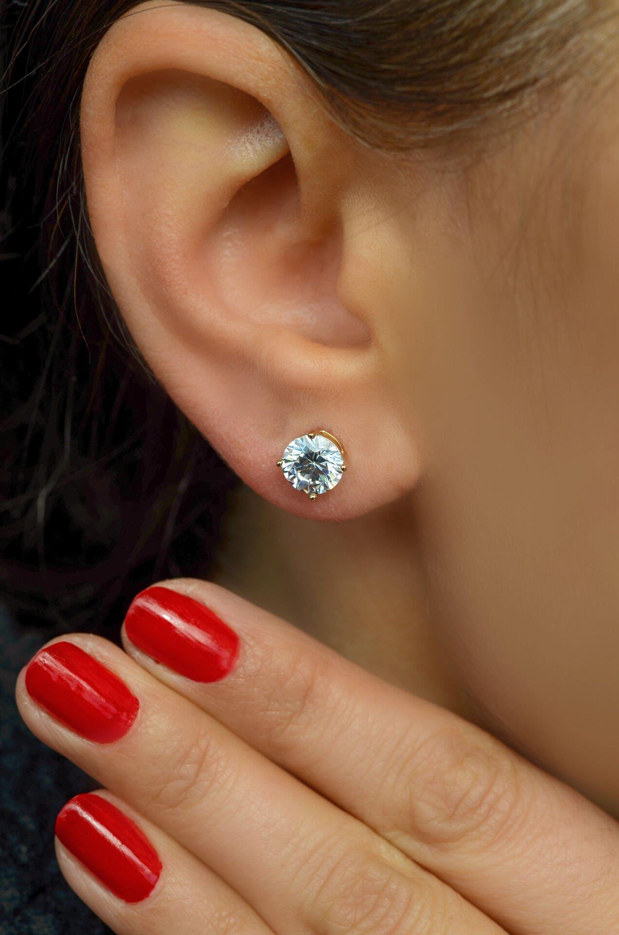 8 mm Zirkon Taşlı Tektaş Küpe