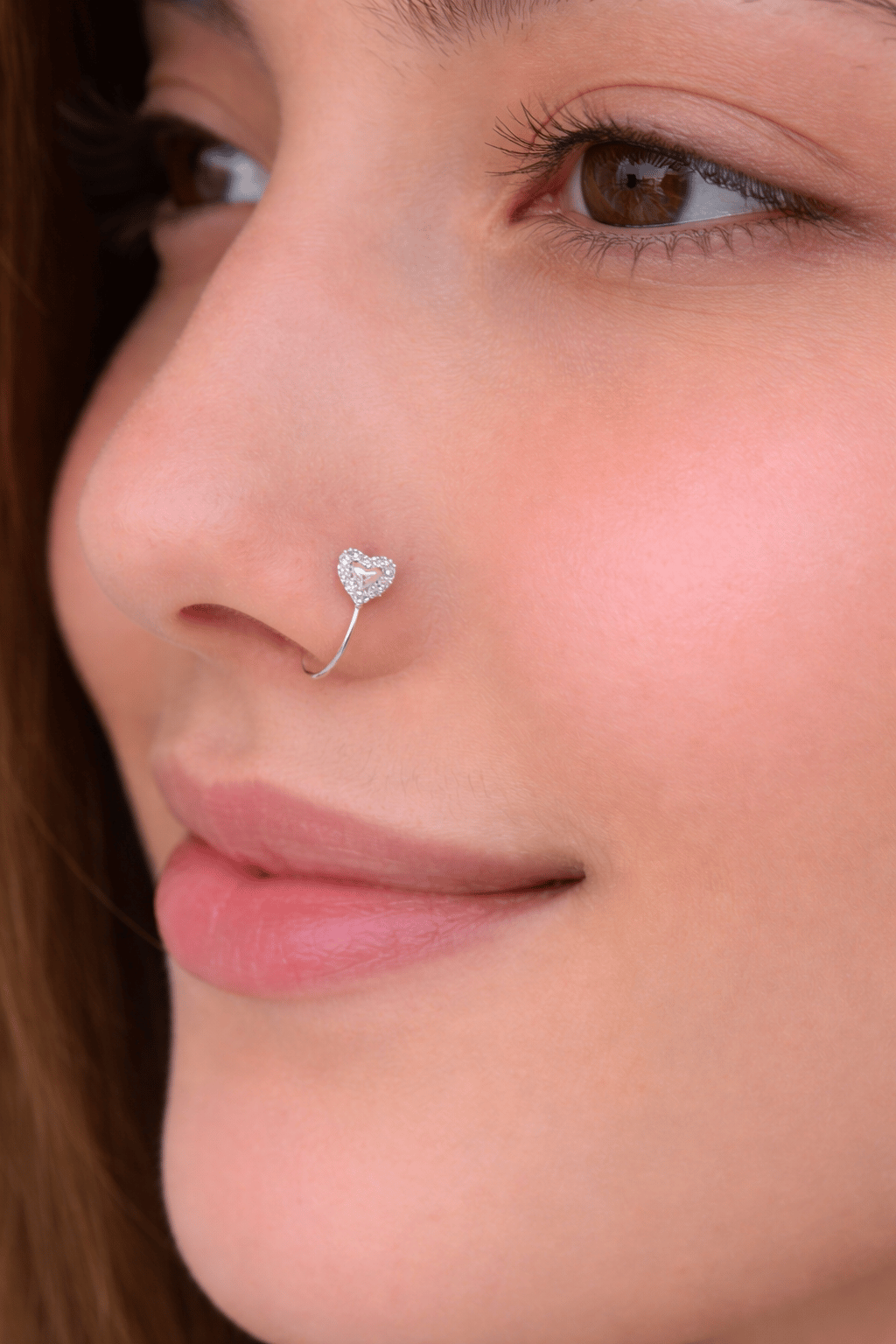 925 Ayar Gümüş Delik Gerektirmeyen Kalpli Sıkıştırmalı Hızma