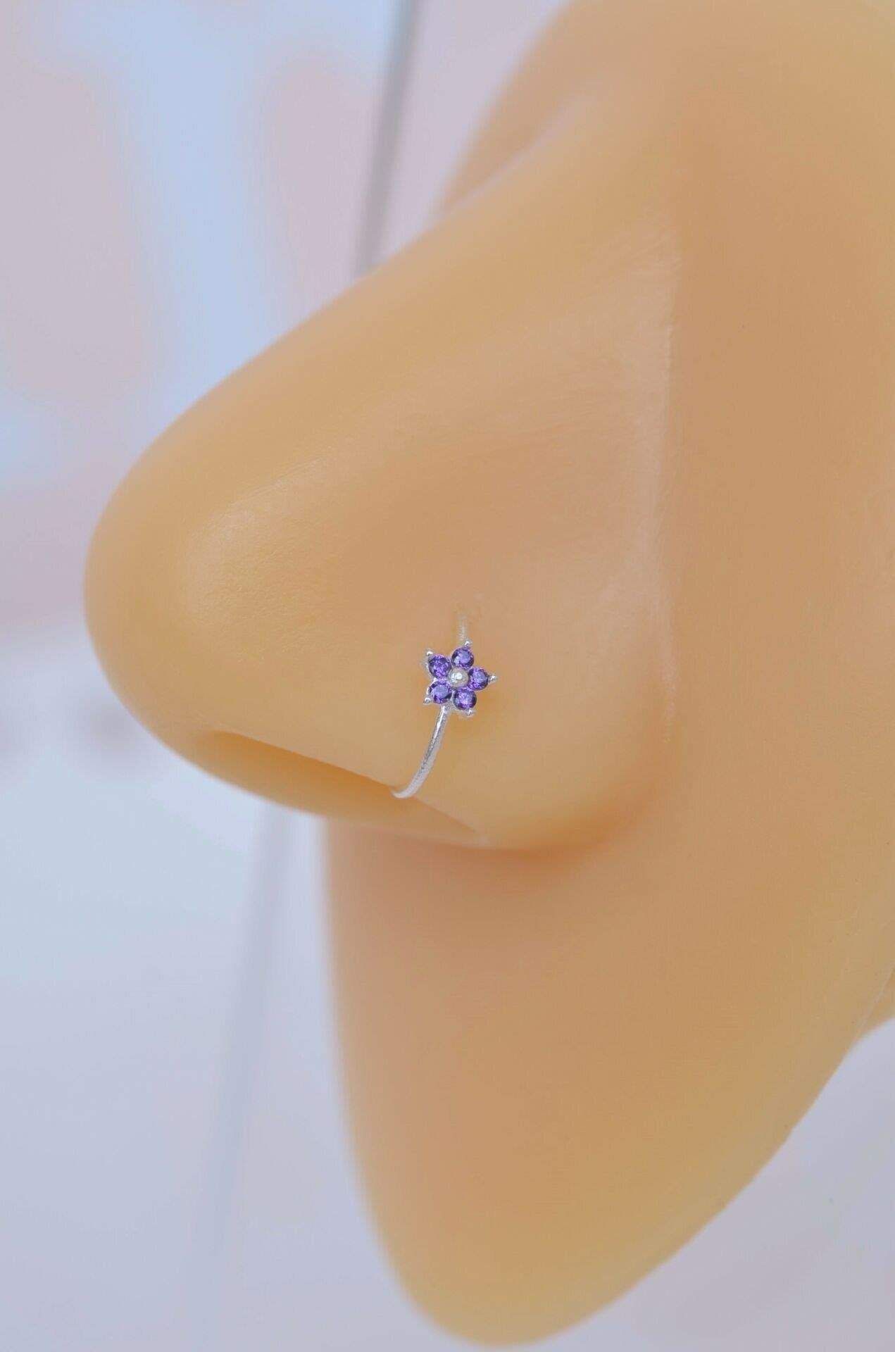 925 Ayar Gümüş Mor Çiçekli Halka Hızma