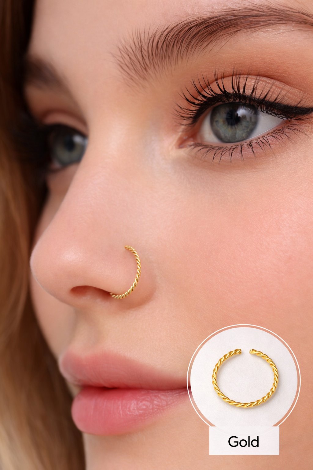 Altın Kaplama Burgu Halka Hızma İthal 925 Ayar Gümüş