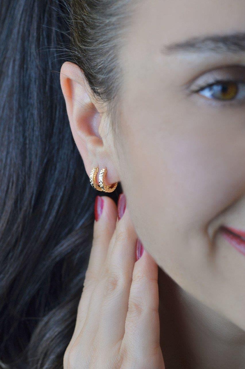 Altın Model Mini Halka Küpe