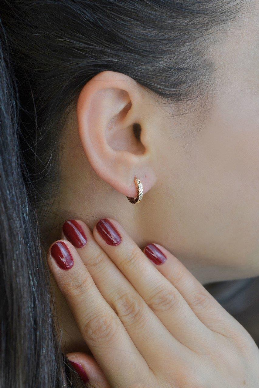 Altın Model Mini Halka Küpe