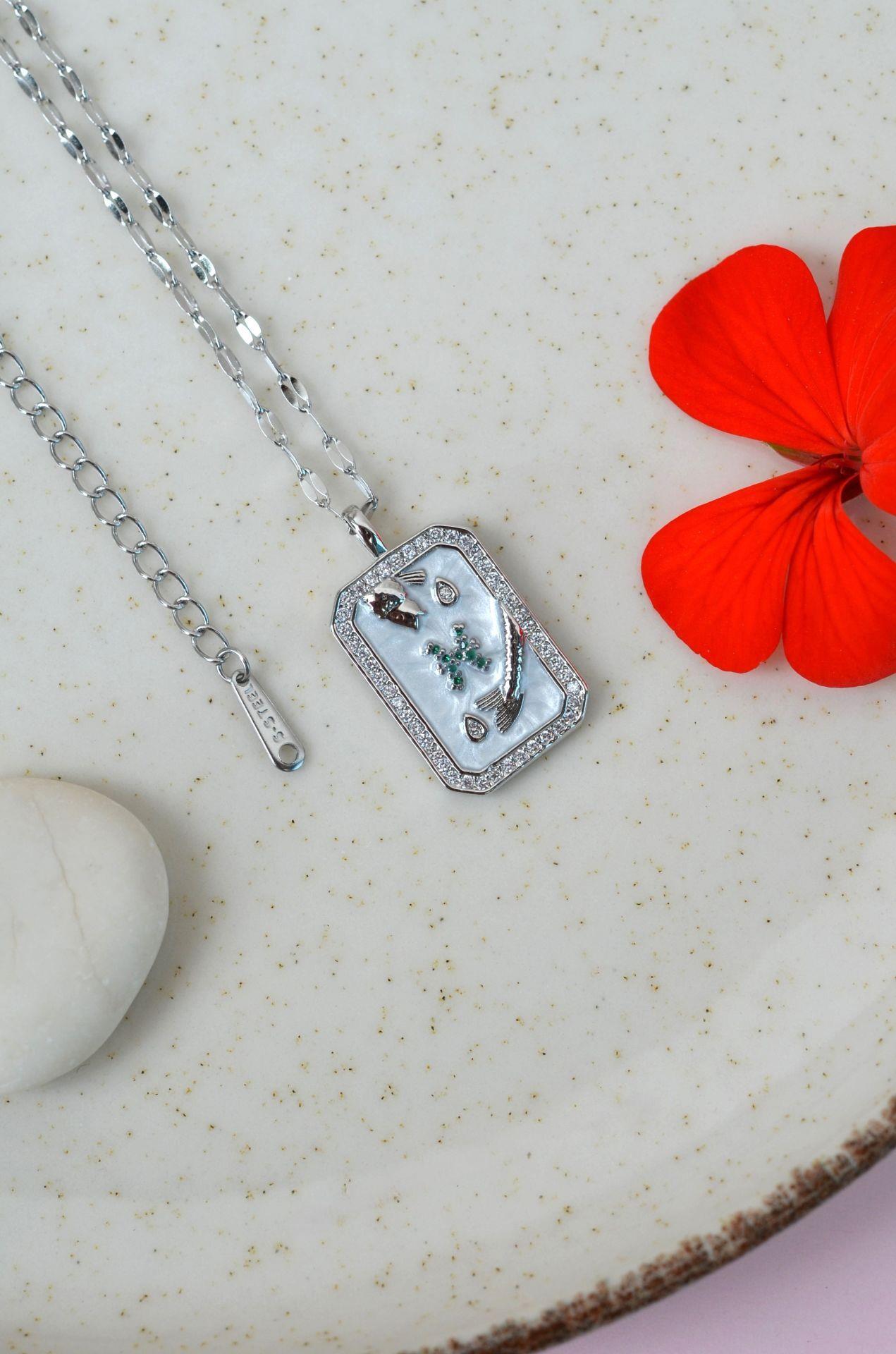 Balık Burcu Kolye Çelik Burç Kolye Balık Gümüş Renk