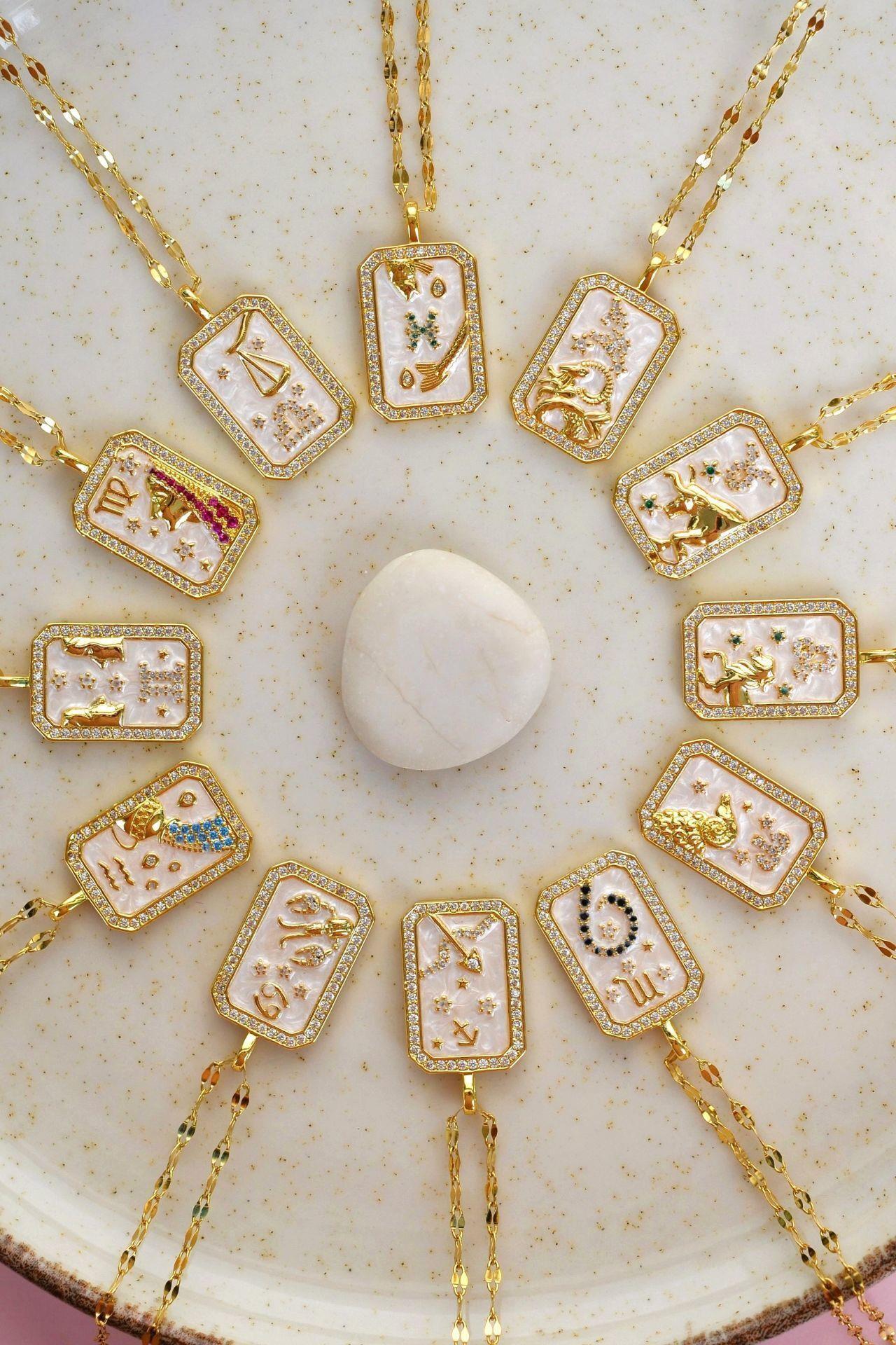 Başak Burcu Kolye Çelik Burç Kolye Başak Gold Renk