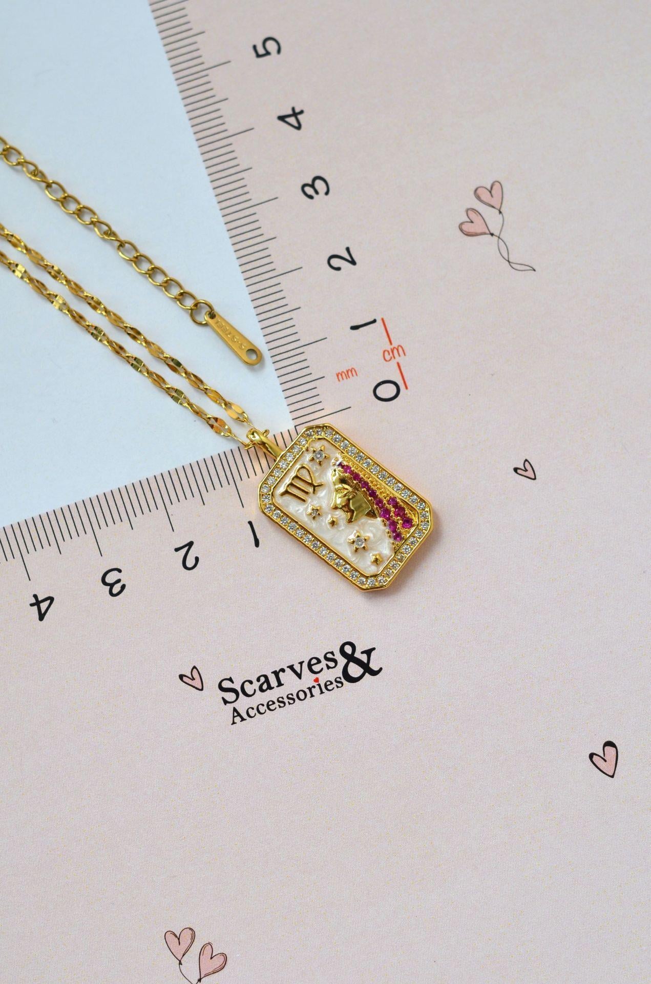 Başak Burcu Kolye Çelik Burç Kolye Başak Gold Renk