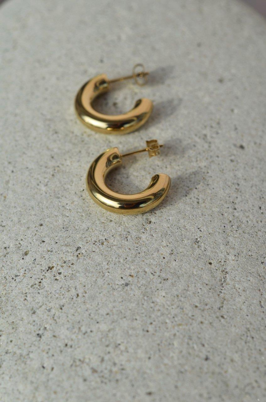 Bombeli Çelik Halka Küpe Gold