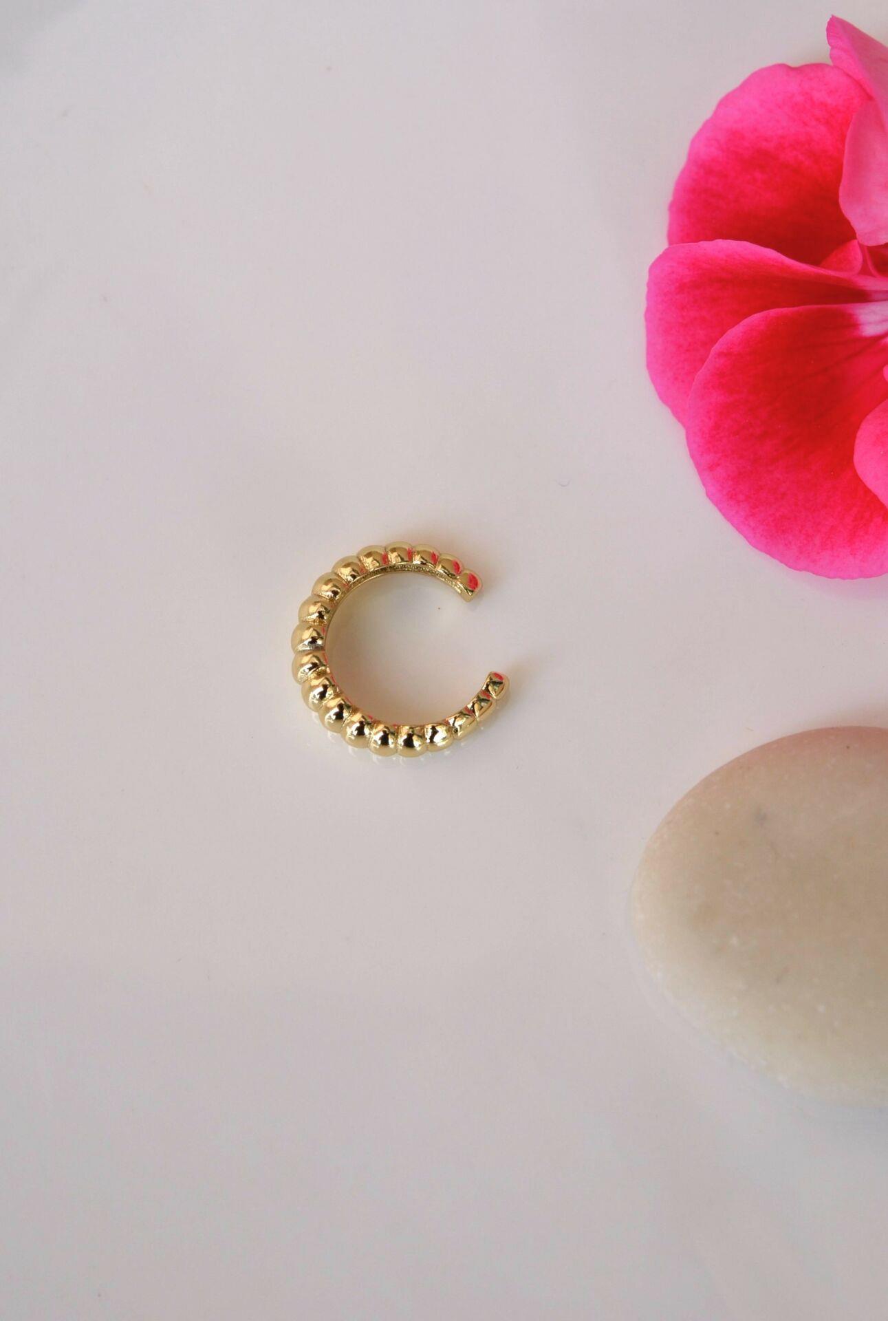 Bombeli Earcuff Sıkıştırmalı Kıkırdak Küpesi