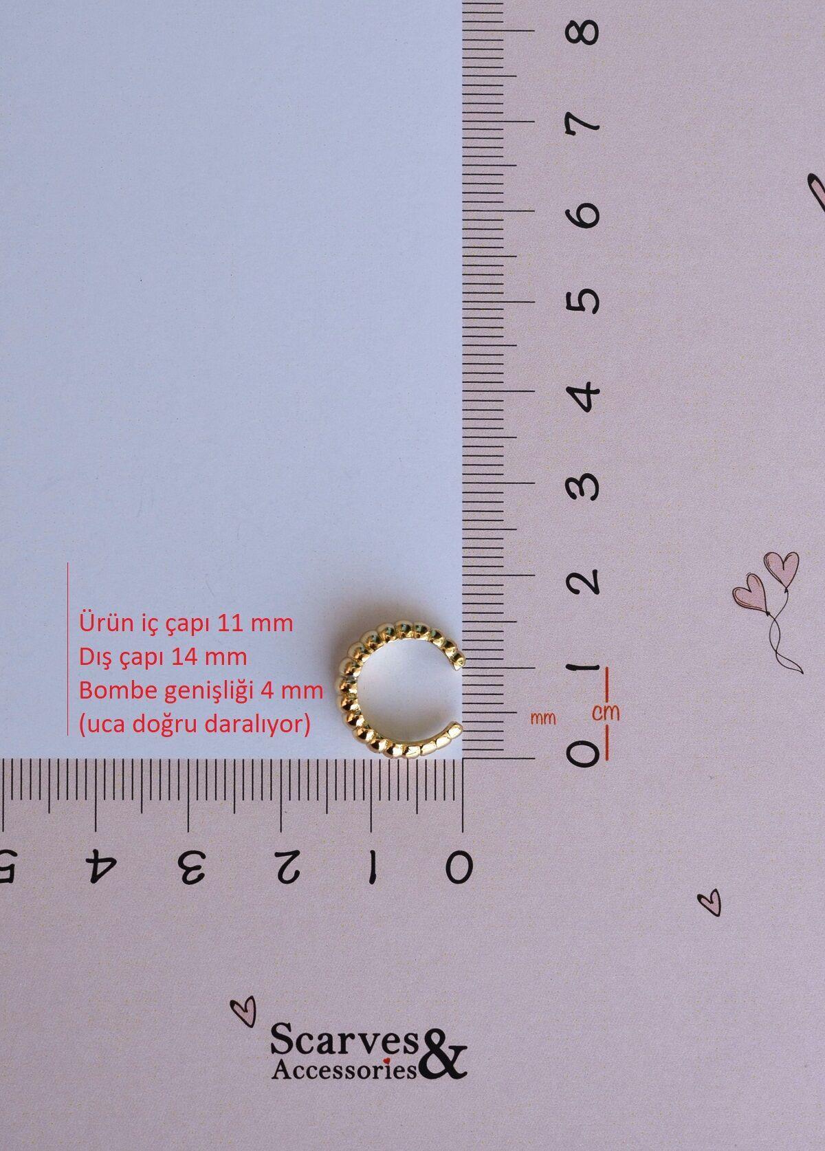 Bombeli Earcuff Sıkıştırmalı Kıkırdak Küpesi