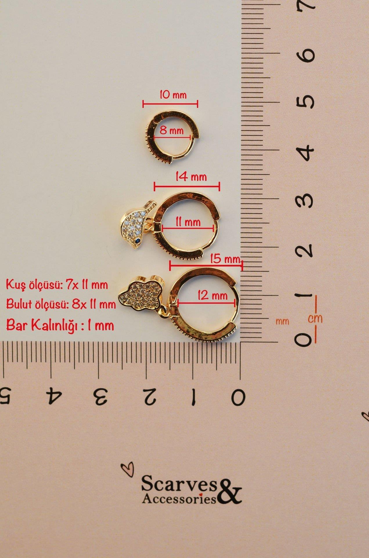 Bulut ve Minik Kuş Figürlü 3'lü Küpe Seti