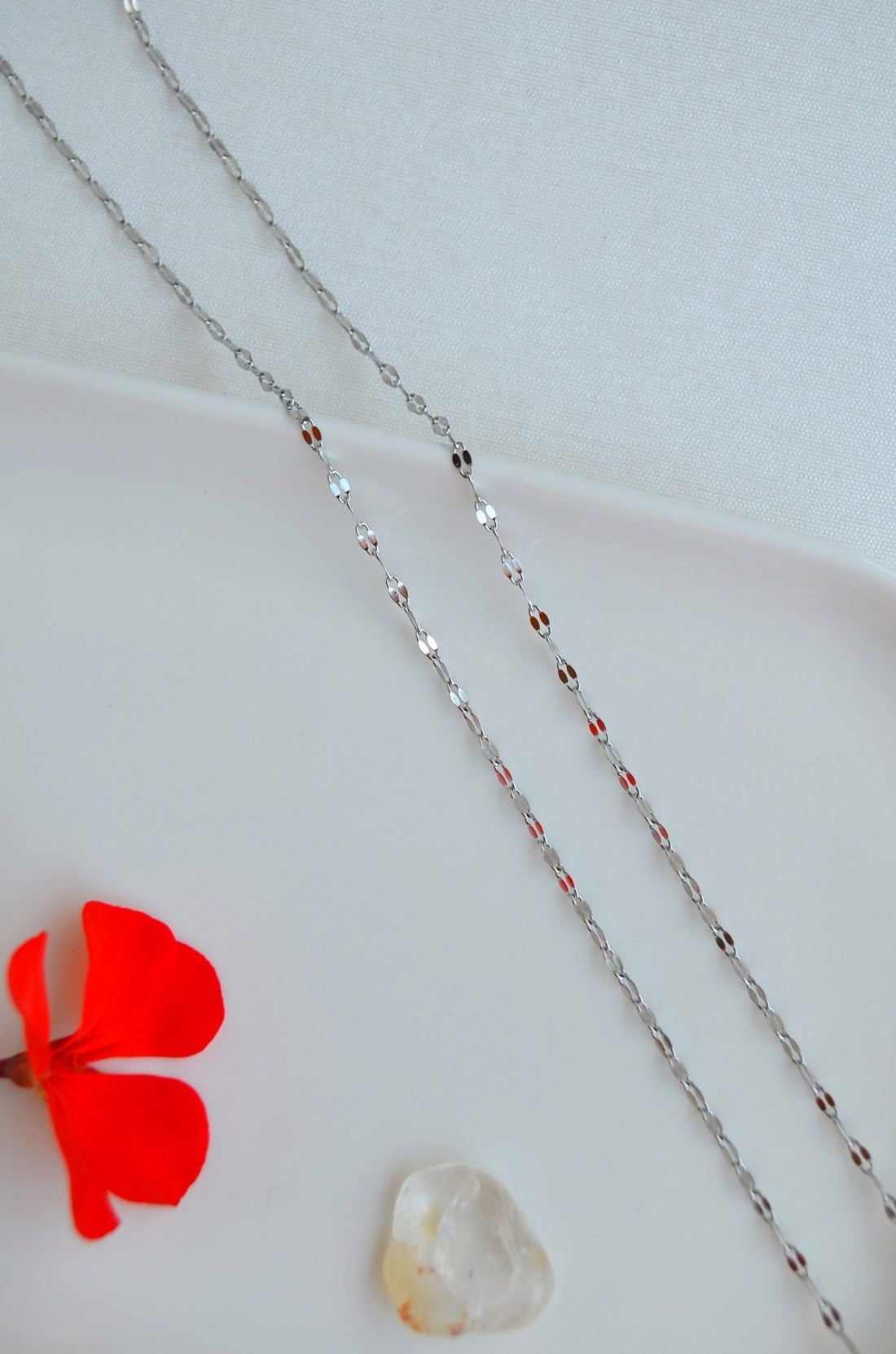 Çelik Işıltılı İnce Zincir Kolye 45 cm