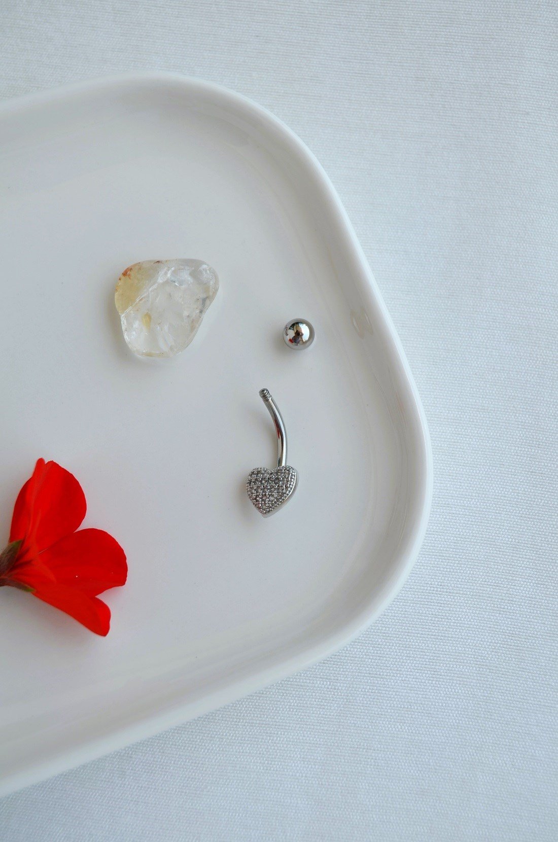 Çelik Minimal Küçük Kalp Göbek Piercing Gümüş Renk