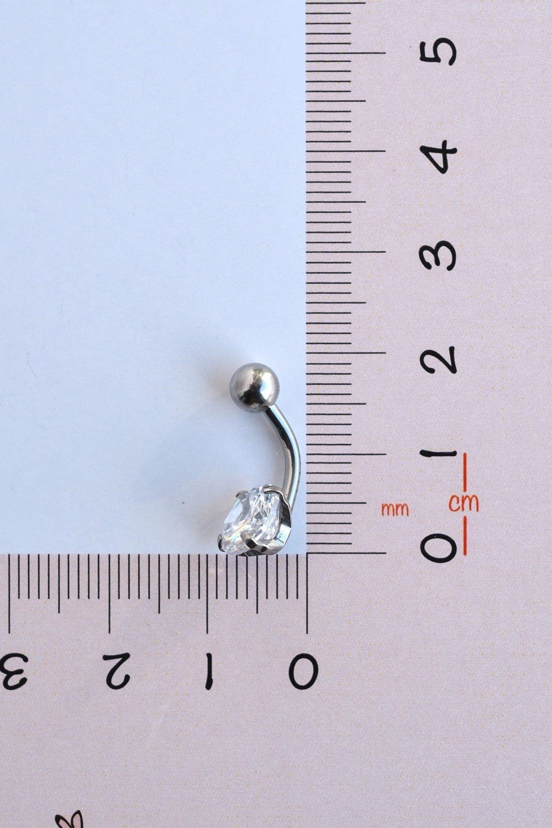 Çelik Minimal Tektaş Göbek Piercingi Zirkon Taşlı
