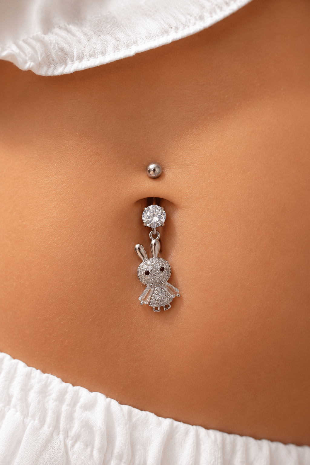 Çelik Tavşan Göbek Piercing Gümüş Renk
