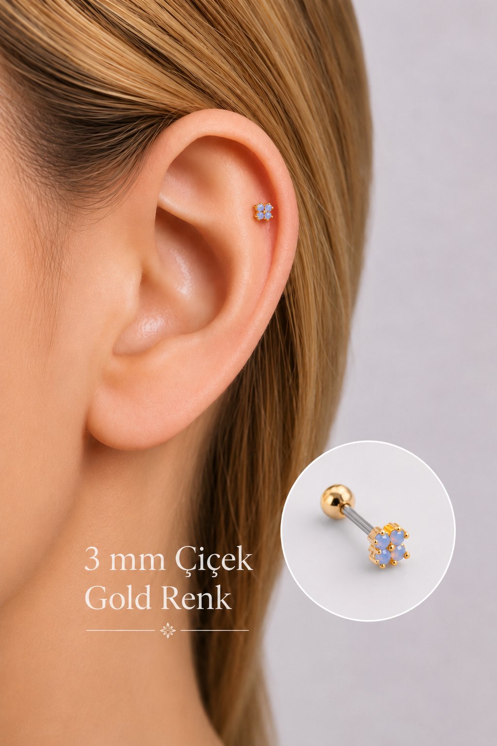 Çok Mini Çiçekli Helix Piercing Tragus Kıkırdak Piercing