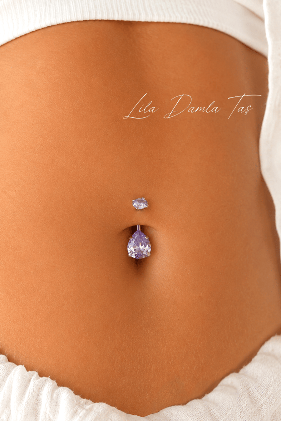 Damla Taşlı 316L Çelik Göbek Piercing