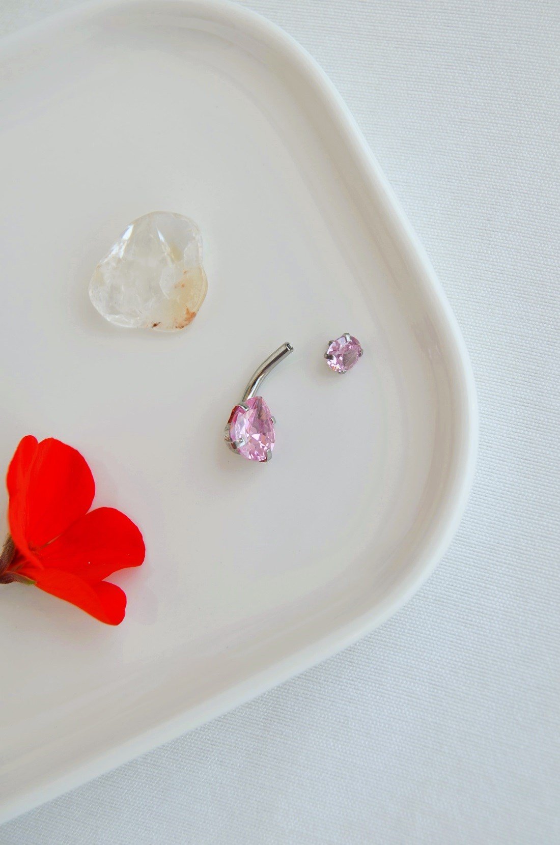 Damla Taşlı 316L Çelik Göbek Piercing