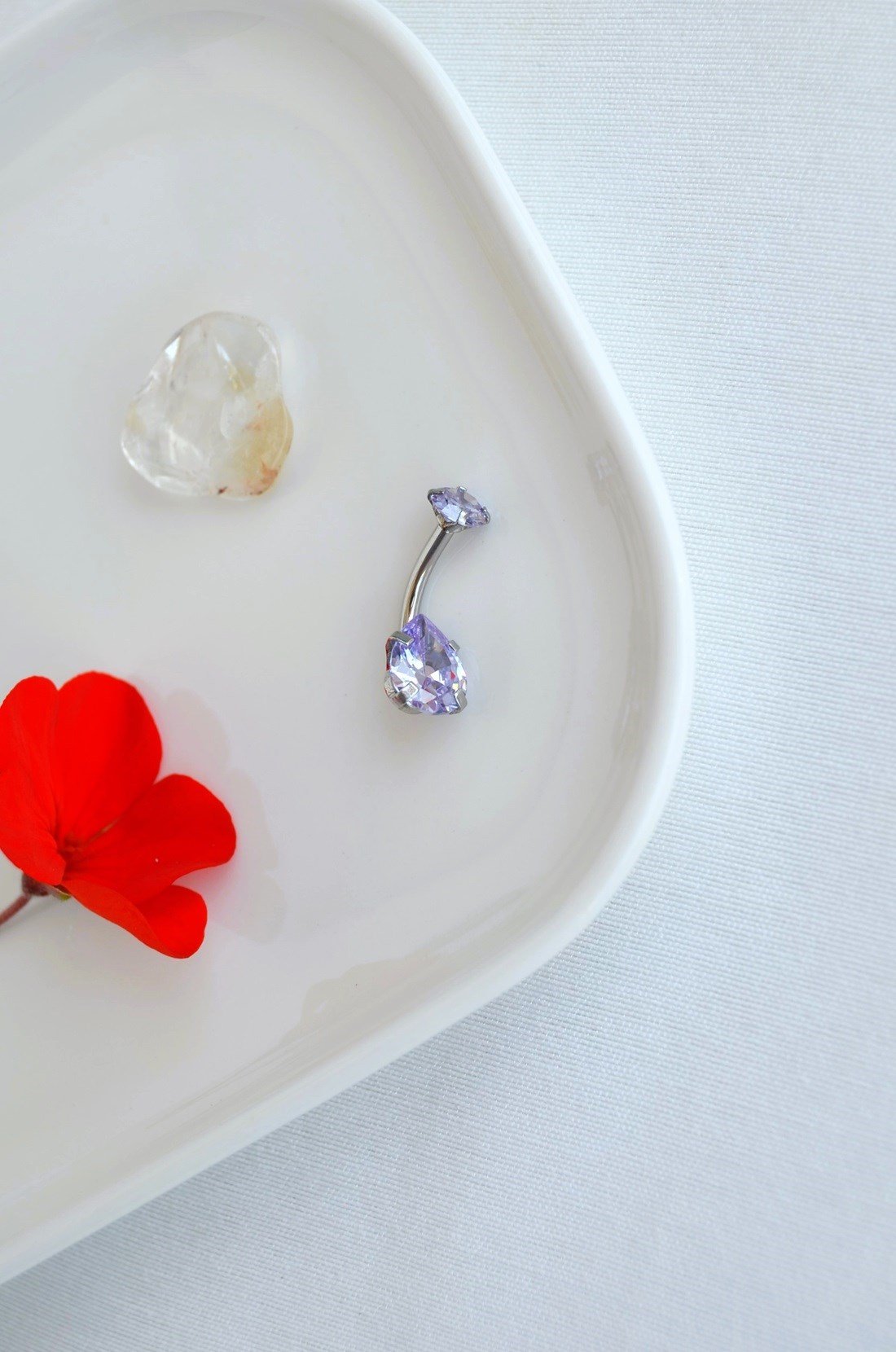Damla Taşlı 316L Çelik Göbek Piercing