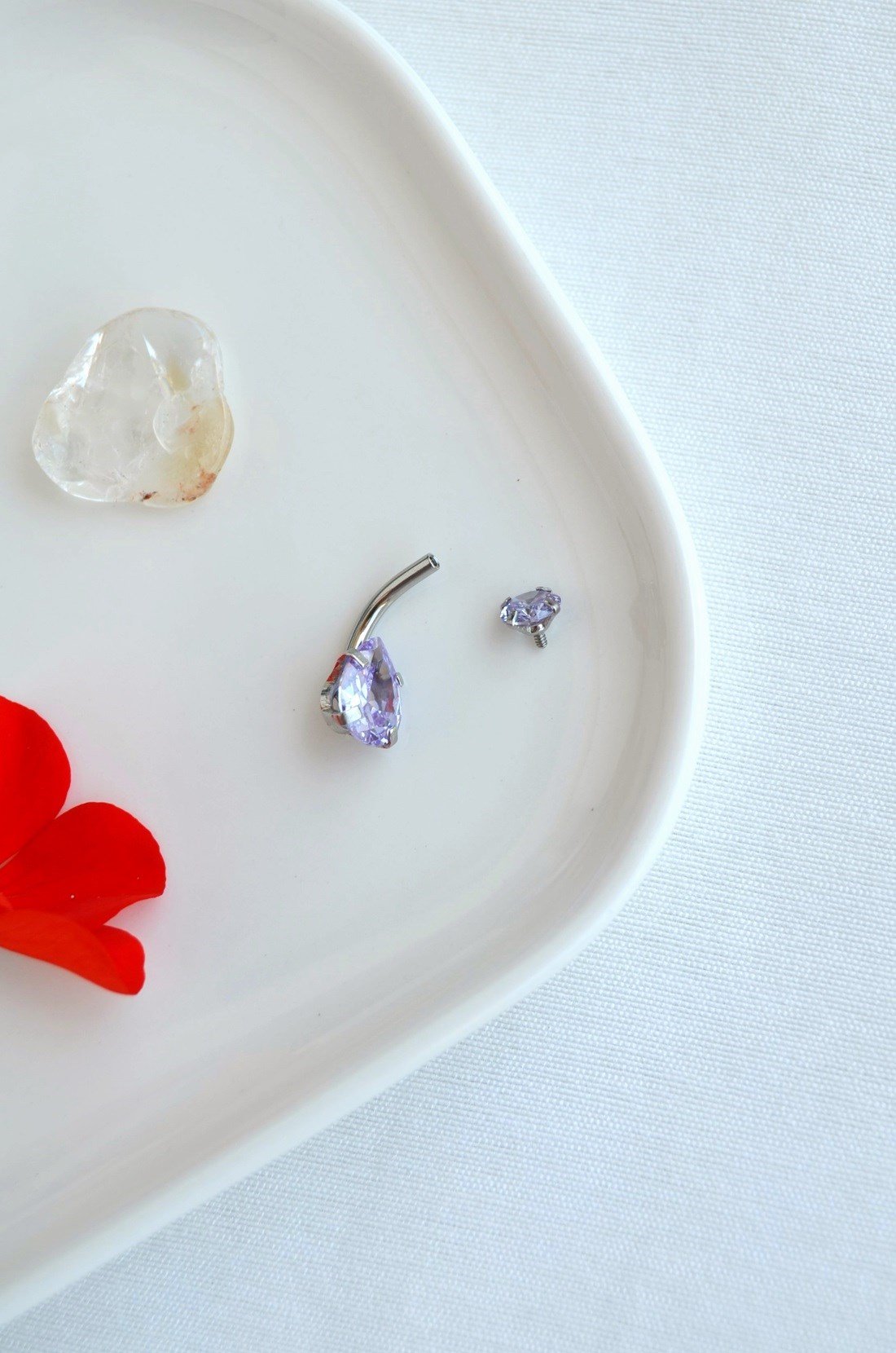 Damla Taşlı 316L Çelik Göbek Piercing