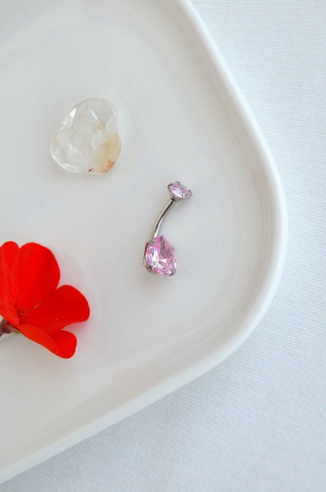 Damla Taşlı 316L Çelik Göbek Piercing