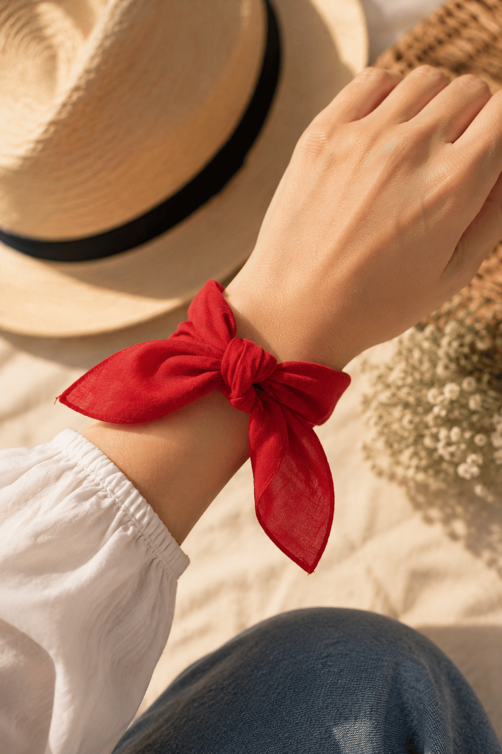 Düz Kırmızı Bandana Pamuk Unisex Fular Saç Boyun Bilek Aksesuarı