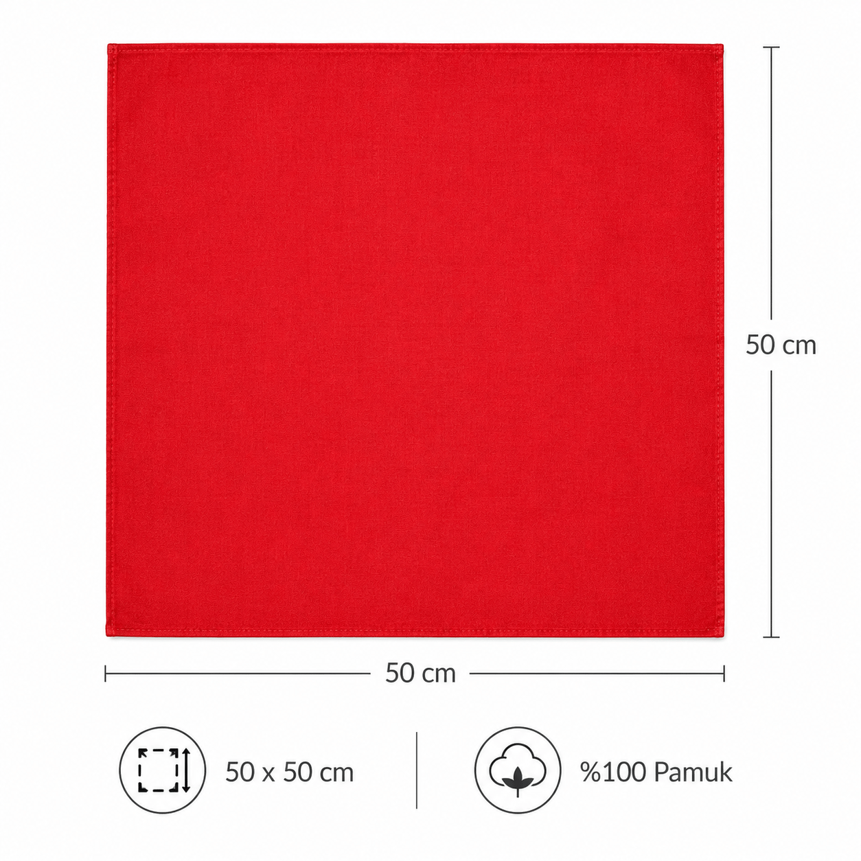Düz Kırmızı Bandana Pamuk Unisex Fular Saç Boyun Bilek Aksesuarı