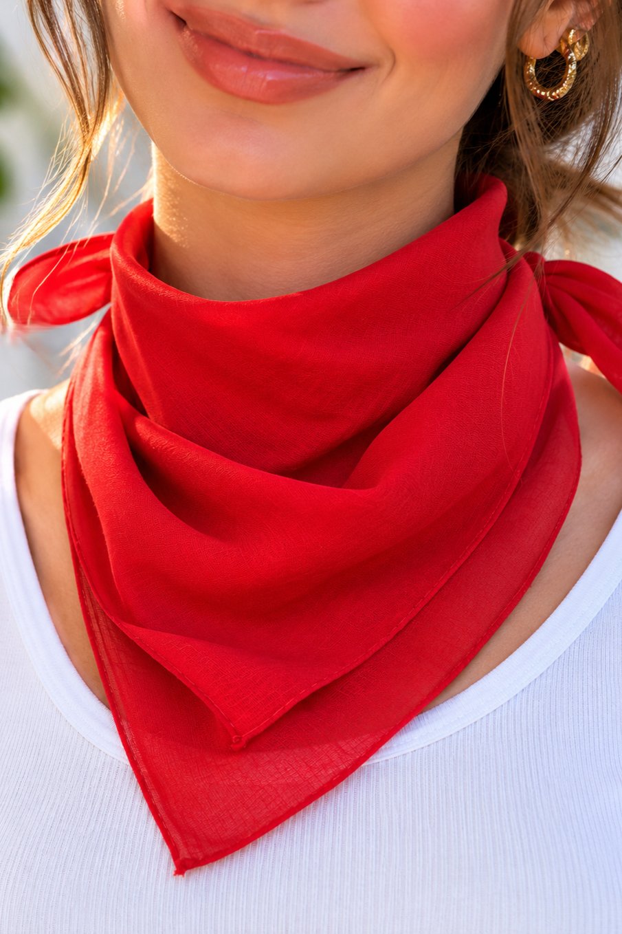 Düz Kırmızı Bandana Pamuk Unisex Fular Saç Boyun Bilek Aksesuarı