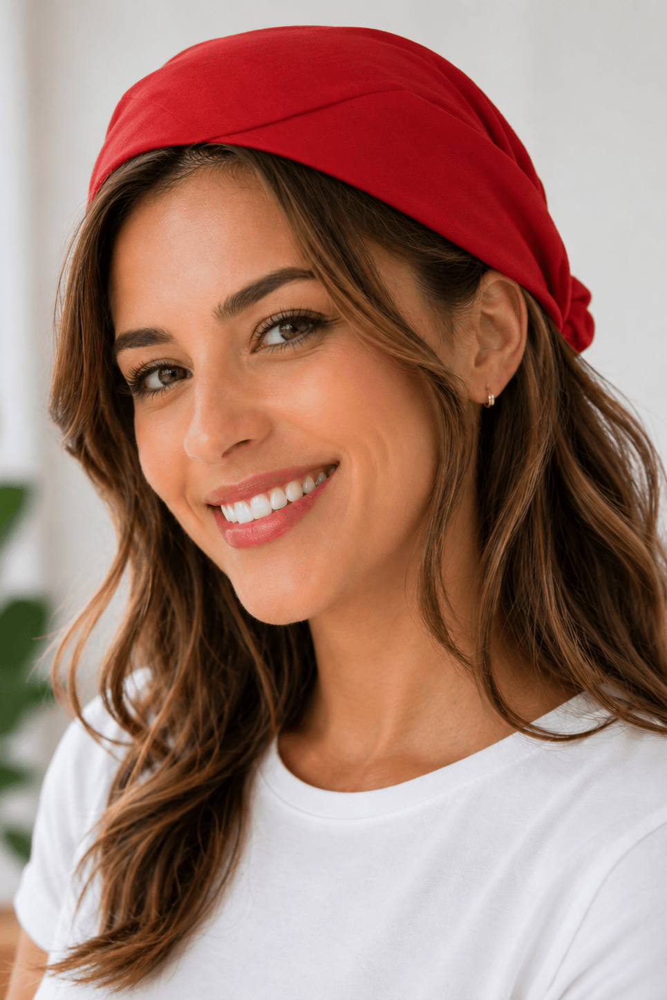 Düz Kırmızı Bandana Pamuk Unisex Fular Saç Boyun Bilek Aksesuarı