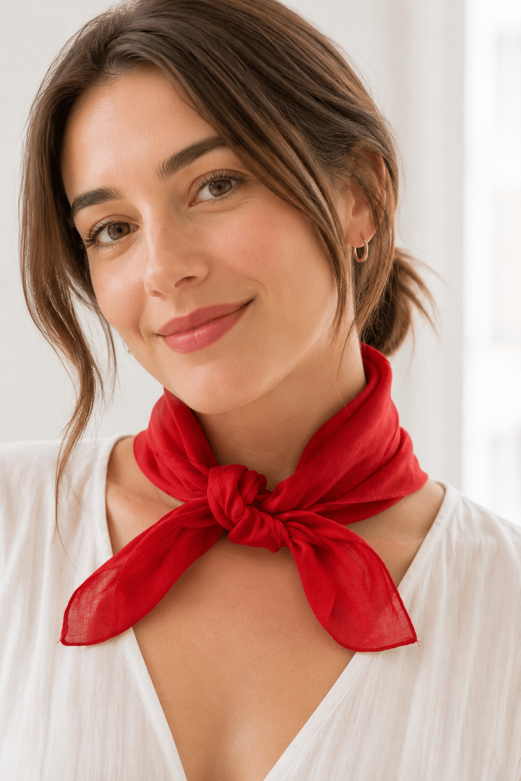Düz Kırmızı Bandana Pamuk Unisex Fular Saç Boyun Bilek Aksesuarı