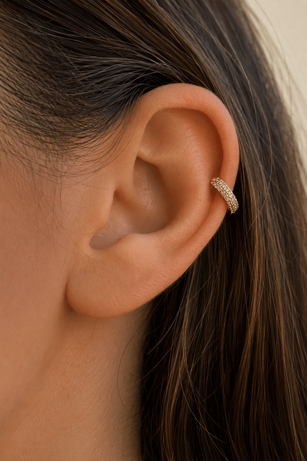 Gold Bombeli Taşlı Halka Piercing Tragus Forward Helix Daith Helix