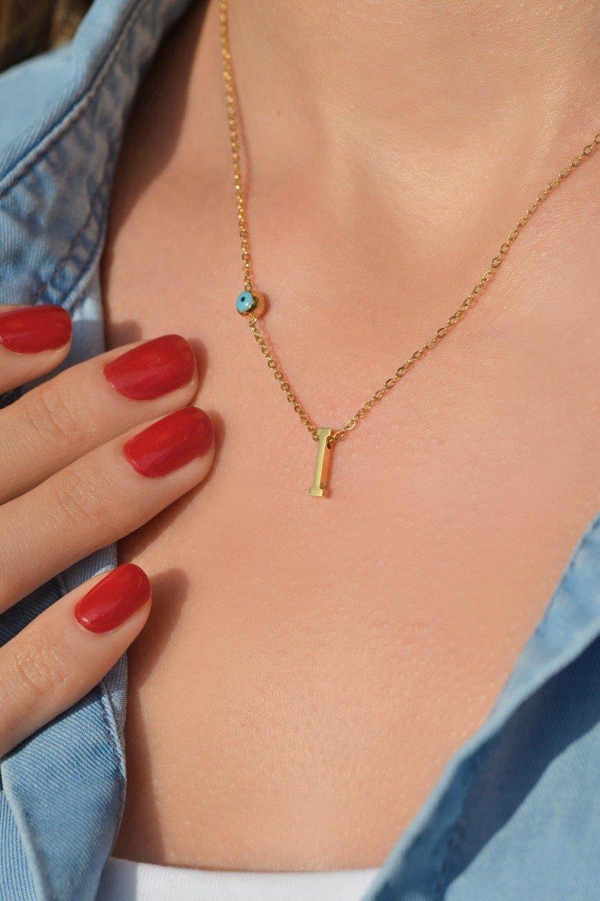 Gold Çelik Harf Kolye I