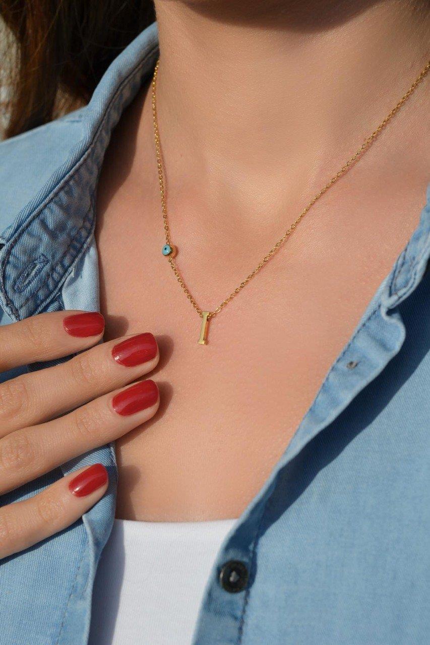 Gold Çelik Harf Kolye I