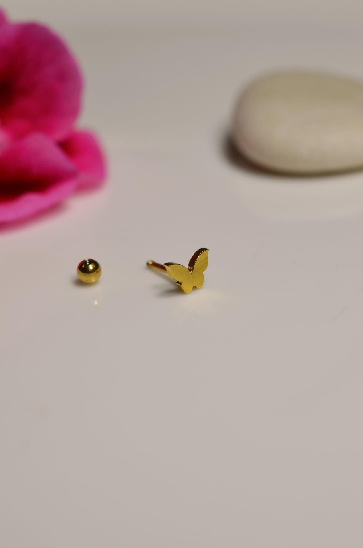 Gold Çelik Kelebek Piercing Helix Kıkırdak