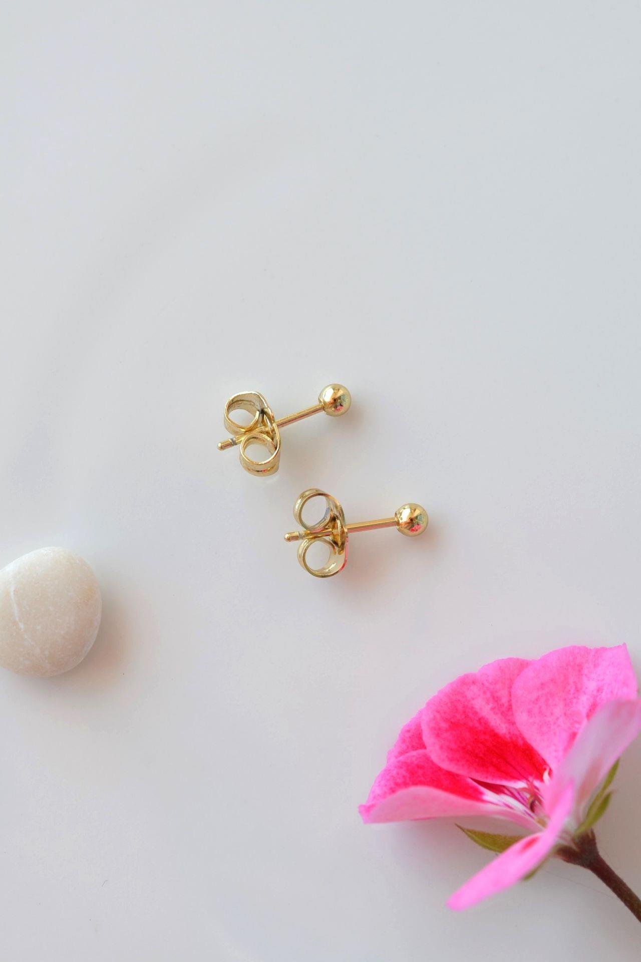 Gold Mini Top Küpe 3 mm