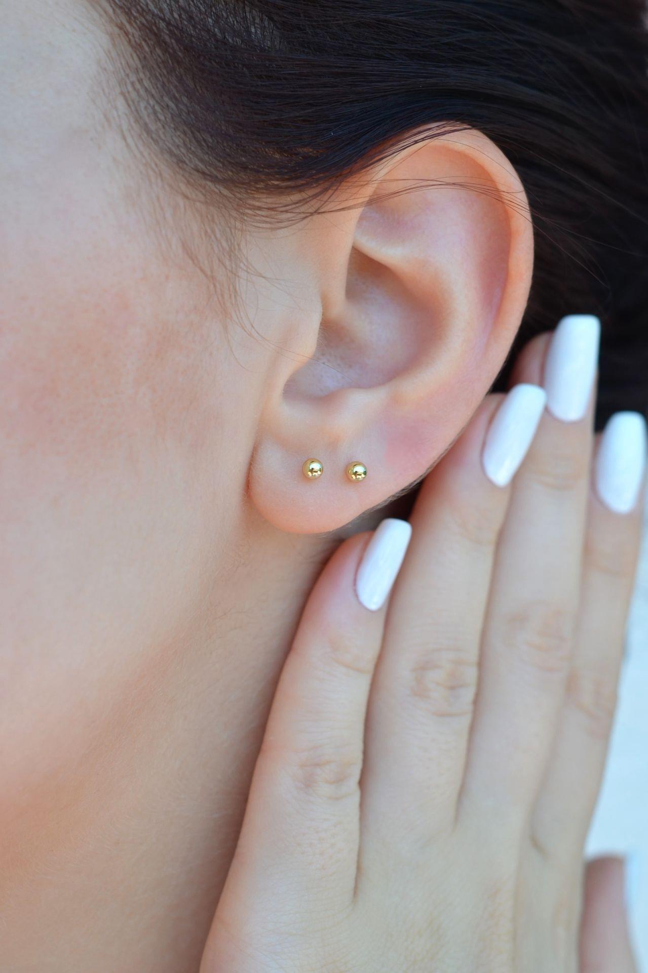 Gold Mini Top Küpe 3 mm