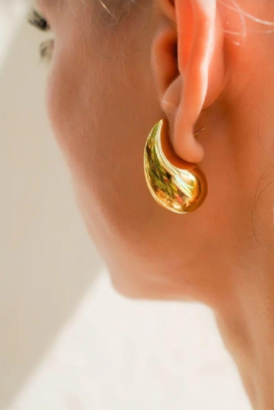 Gold Renk Çelik Damla Küpe