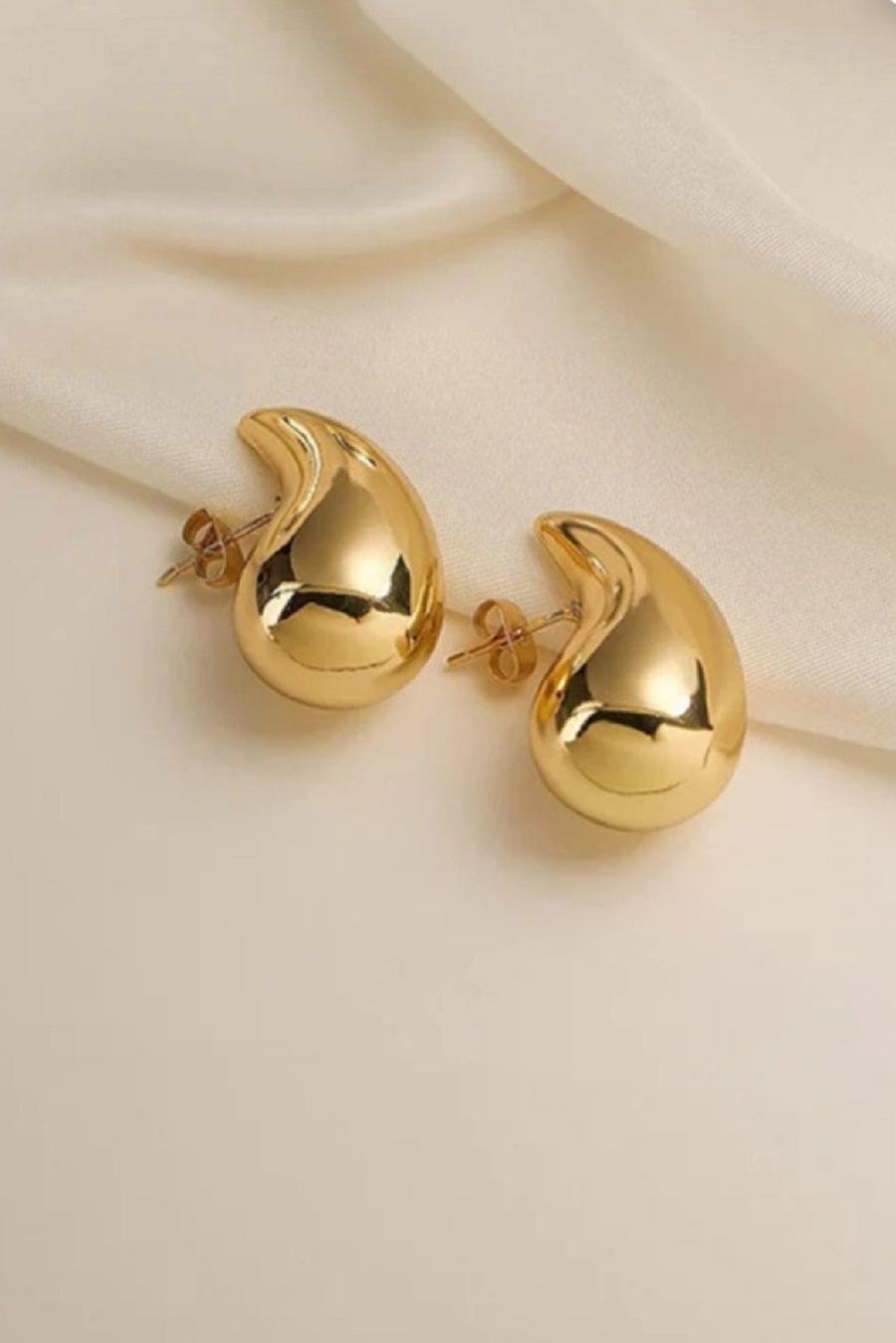 Gold Renk Çelik Damla Küpe