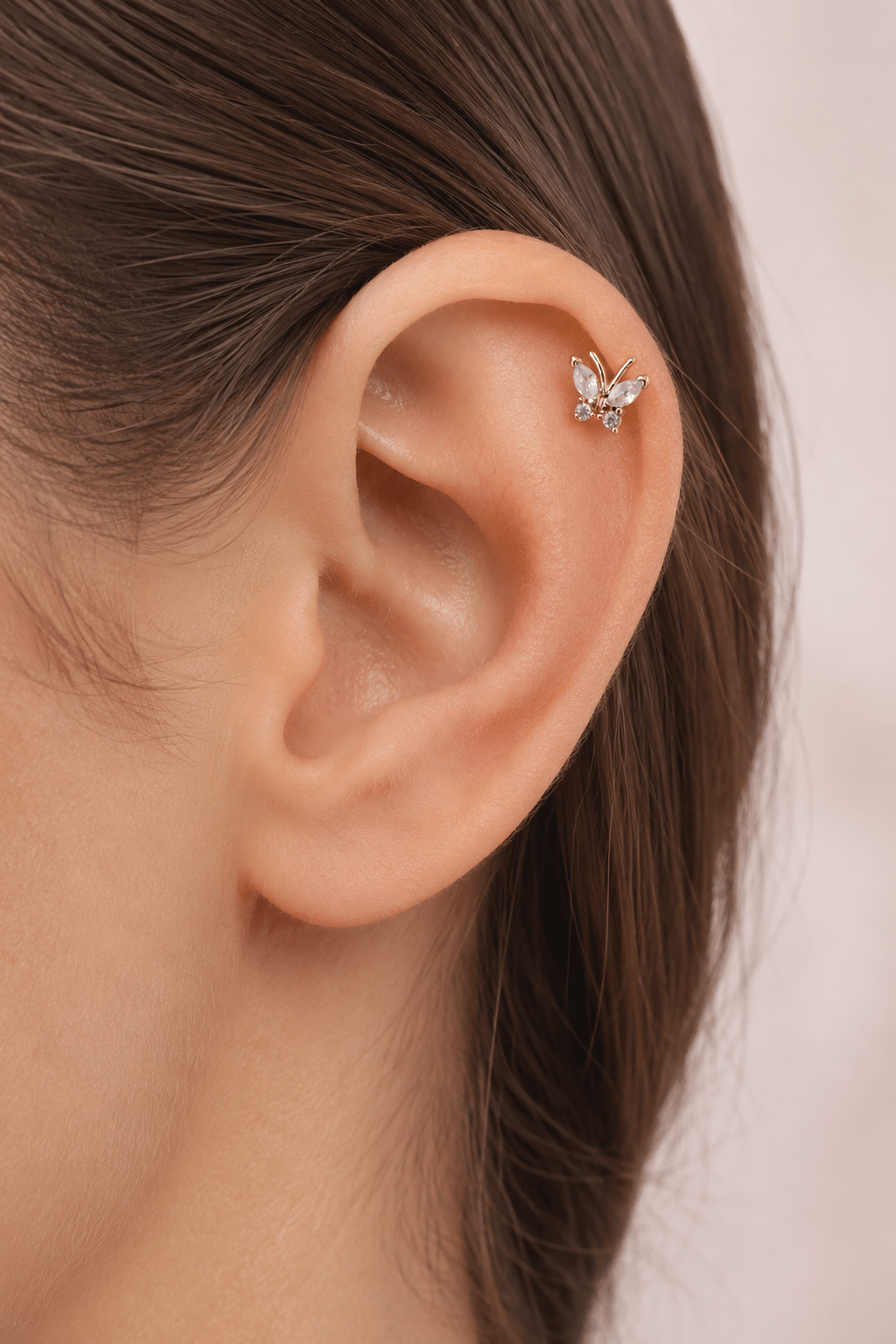 Gold Renkli Kelebek Figürlü Piercing Helix Kıkırdak Conch Lob