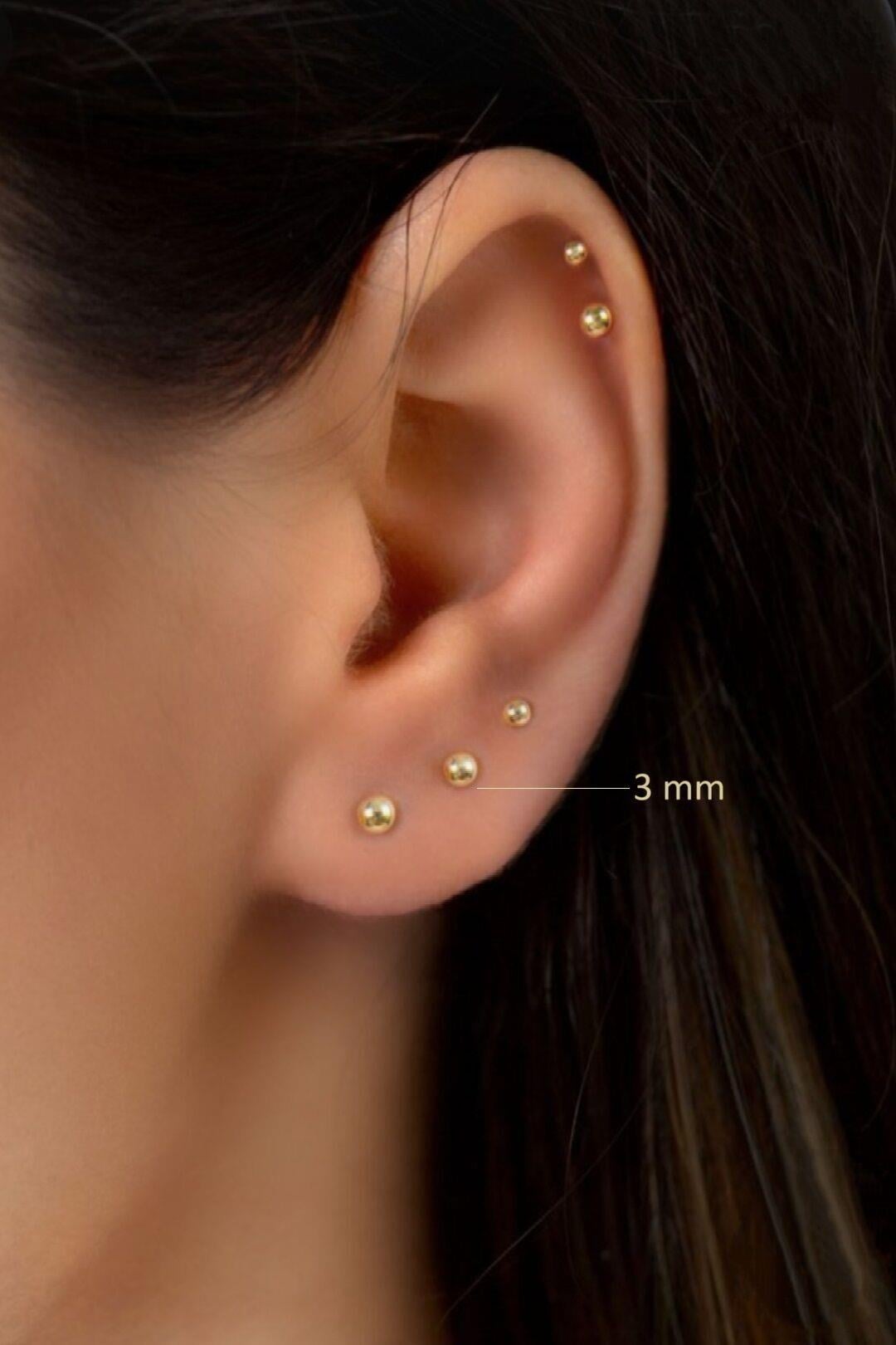 Gold Top Küpe 3 mm