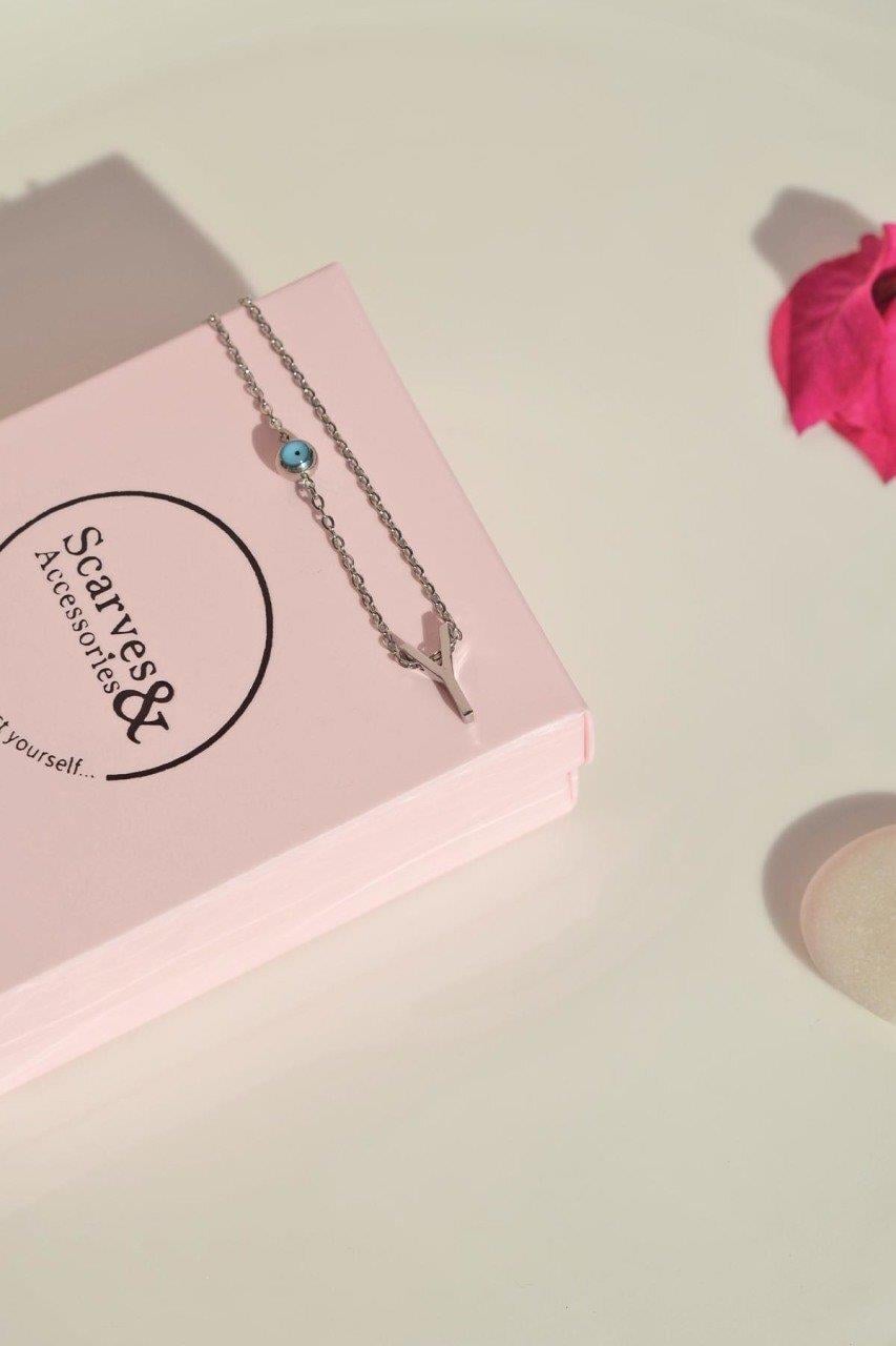 Gümüş Renkli Çelik Harf Kolye Y