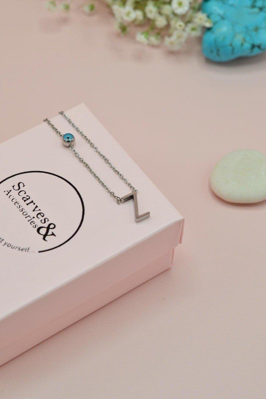 Gümüş Renkli Çelik Harf Kolye Z